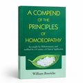 Book titled 'A Compend of the Principles of Homoeopathy By William Boericke' with a green cover and white text.